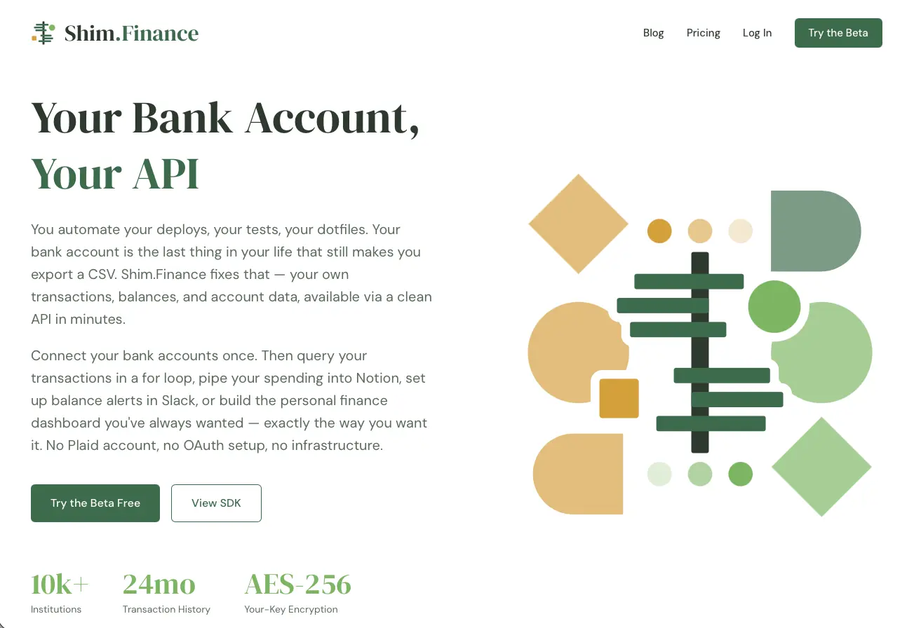 shim.finance landing page screenshot